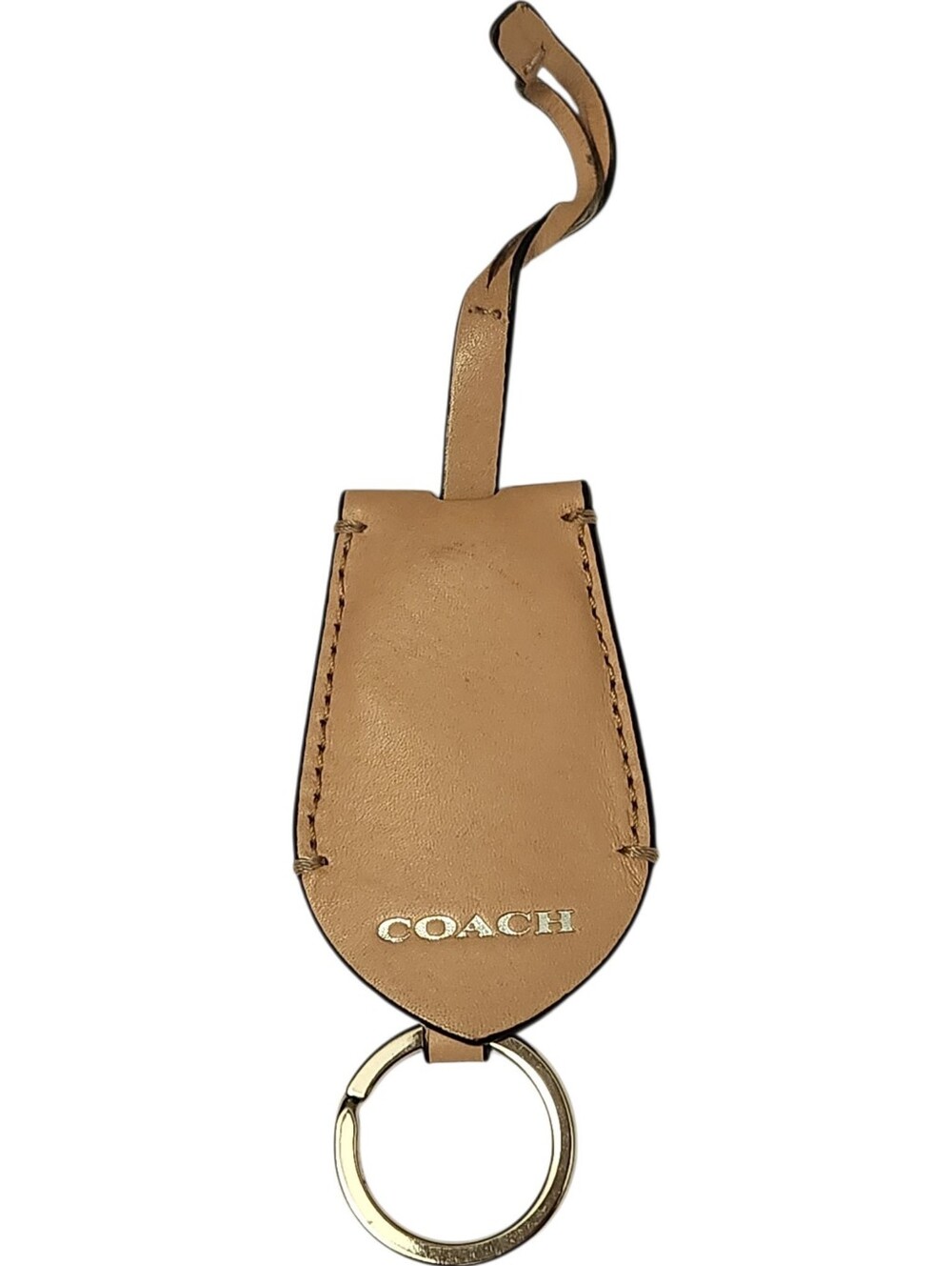 Coach Leather Clochette Tan Bag Charm Hidden Key Ring Fob Hang Tag